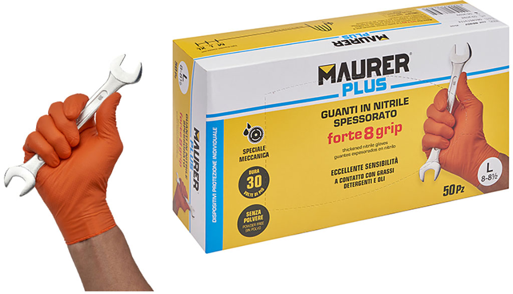 Guanto in nitrile TAGLIA L  MAURER PLUS mod. FORTE GRIP 8 50 PEZZI