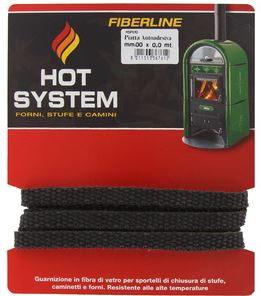 GUARNIZIONE IN FIBRA DI VETRO PIATTA MM15X2,5MT. Per sportelli di stufe, caminetti e forni.