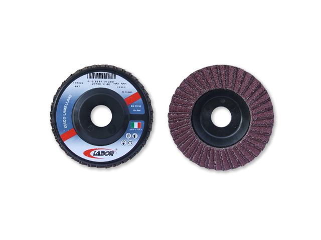 Labor disco abrasivo lamellare al corindone. Supporto in DIAM. 115MM GRANA 100