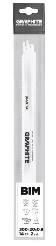 LAMA PER SEGA A GATTUCCIO 300 x 20 x 0,9 mm 14TPI 2 PEZZI BI-METAL - GRAPHITE 57H948