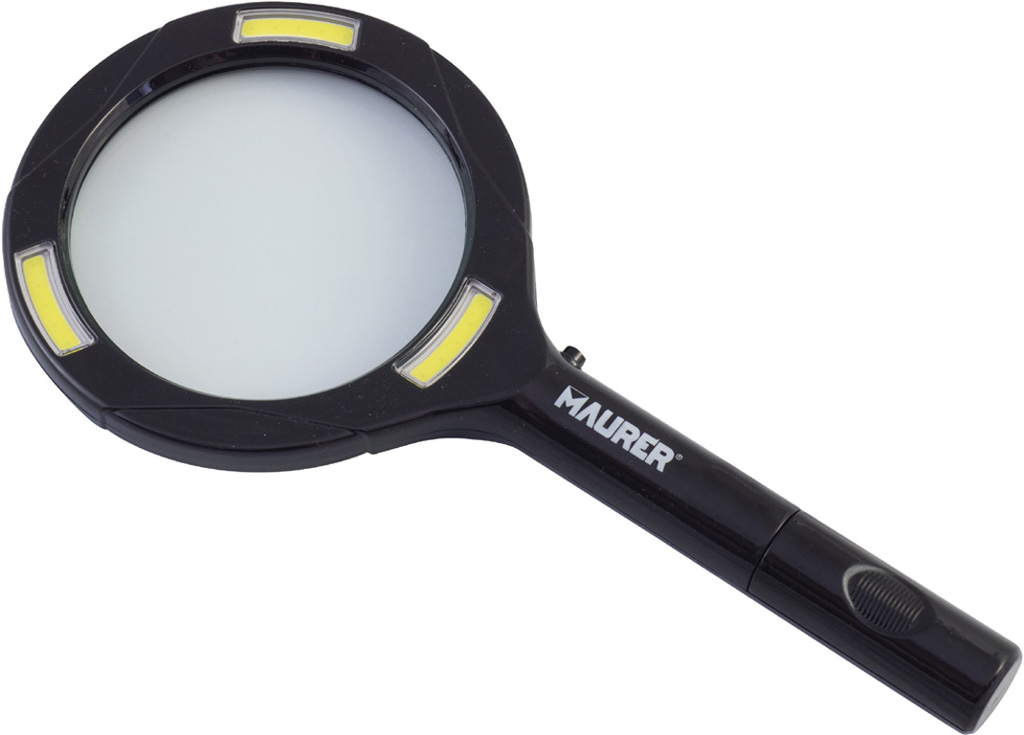 Lente ingrandimento 2,5x - con LED, 50 Lumen - dimensione: 11x2,1x23,5 cm - alimentazione: 2 batterie AA (non incluse) maurer