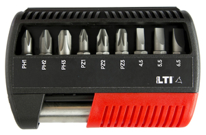 LTI SET 9 INSERTI + PORTAINSERTIMod. MYBIT10 in astuccio di plastica con coperchio.
