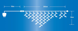 LUCI NATALE LED A CASCATA 150 LED + FLASH IP44 PROLUNGABILE COLORE BIANCO FREDDO.  Lunghezza 300 + 150 cm