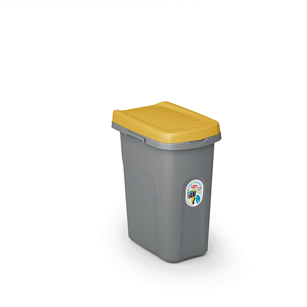 PATTUMIERA HOME ECO SYSTEM LT15 CON COPERCHIO GIALLO.Pattumiera modulare salvaspazio, con sistema di aggancio laterale per la ra