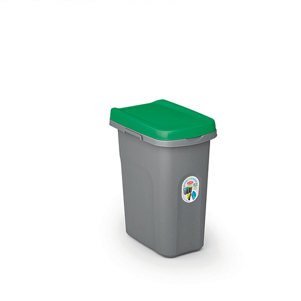 PATTUMIERA HOME ECO SYSTEM LT15 CON COPERCHIO VERDE.Pattumiera modulare salvaspazio, con sistema di aggancio laterale per la rac