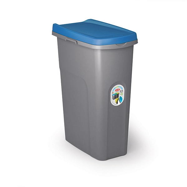 PATTUMIERA HOME ECO SYSTEM LT40 CON COPERCHIO BLU.Pattumiera modulare salvaspazio, con sistema di aggancio laterale per la racco