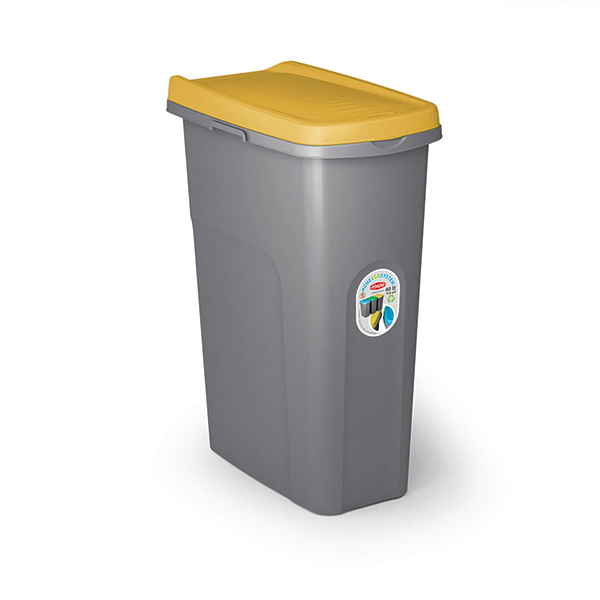 PATTUMIERA HOME ECO SYSTEM LT40 CON COPERCHIO GIALLO.Pattumiera modulare salvaspazio, con sistema di aggancio laterale per la ra