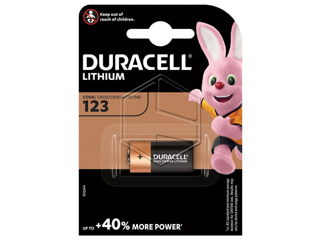 Pila Duracell al litio per foto CR123 A DU28 Confezione da un pezzo.