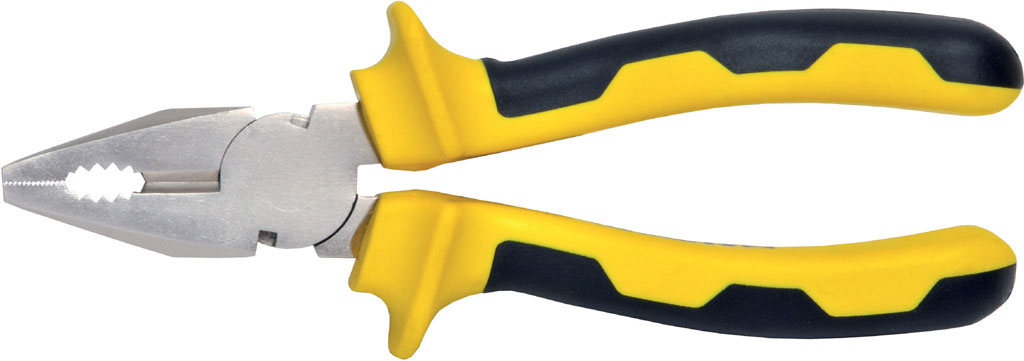 Pinza universale MAURER in acciaio forgiato mm200, testa satinata - manici in PVC bicolore antiscivolo - TUV-GS