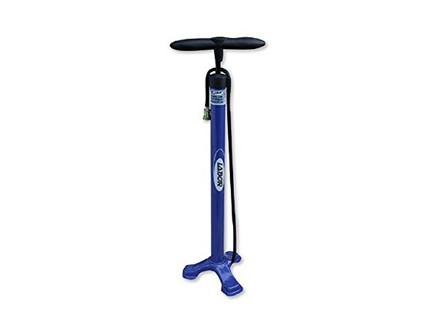 POMPA Con PIEDISTALLO BICI H59CM. Labor Pompa per Bicicletta con base a due piedi in plastica,impugnatura in plastica, tubo in a