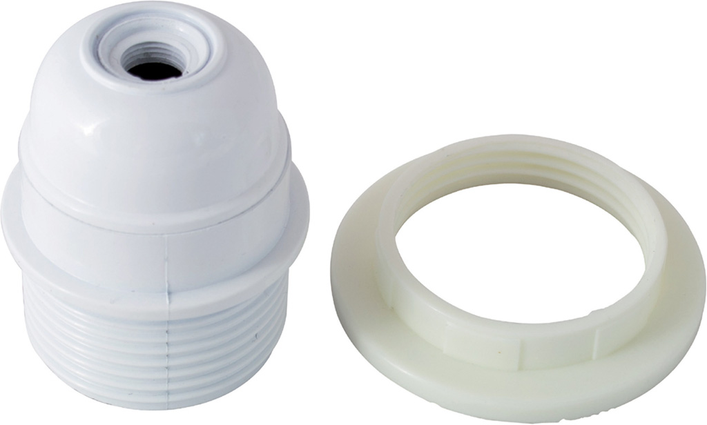 PORTALAMPADE E14 CON FILETTO PARZIALE E GHIERA BIANCO MAURER