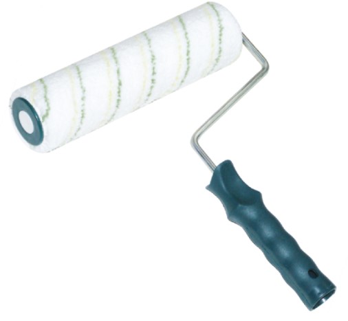 RULLO IDEA IN MICROFIBRA CM23 COMPLETO. Rullo microfibra nylon, bianca con riga, Ø 48 mm, fibra 12 mm, Ø manico 7 mm.