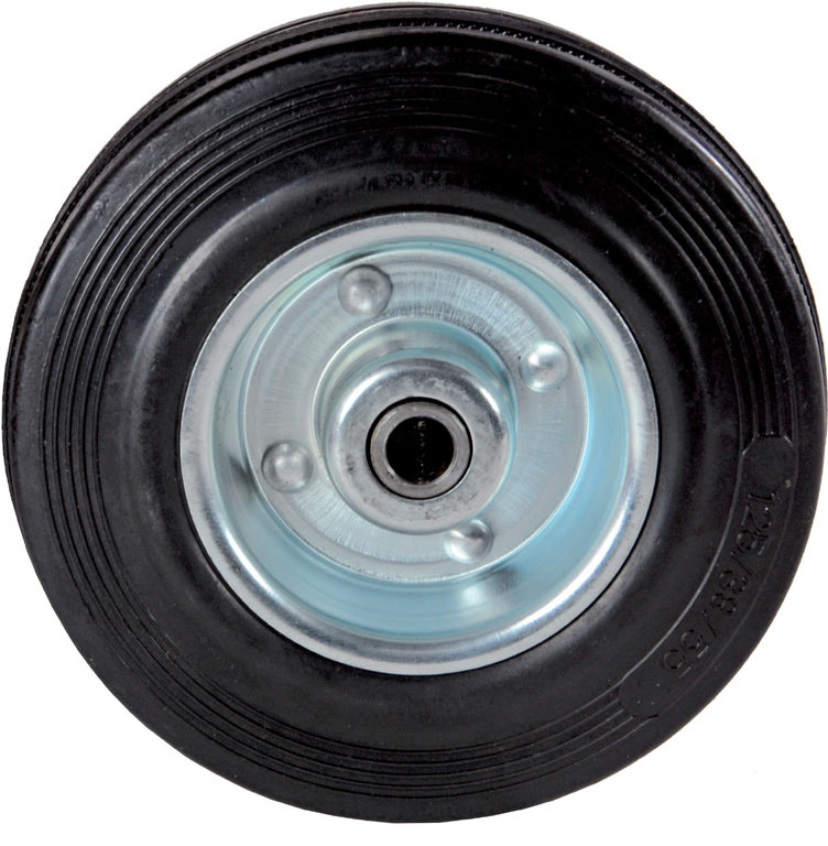 Ruota in gomma nera 100mm MAURER - dischi in lamiera con cuscinetto a rulli - boccola di riduzione - solo ruota