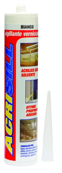 SIGILLANTE VERNICIABILE BIANCO 310ML ACRISILL a base acrilica senza solventi.