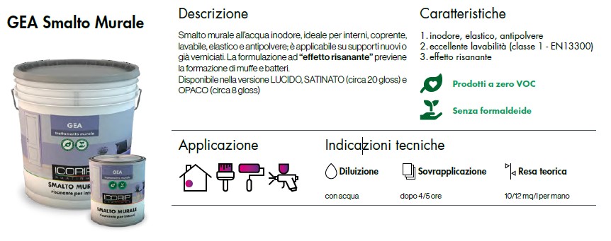 SMALTO MURALE GEA Ag OPACO BIANCO ( Base P/T) 0,750LT