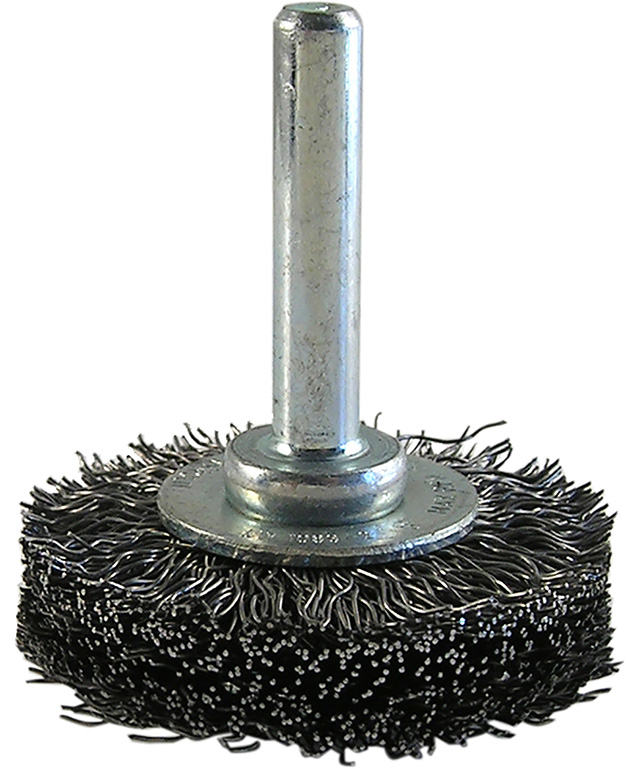 Spazzola circolare con gambo M6X30 DIAMETRO SPAZZOLA 4CM X H0,9CM SPESSORE FILO 0,30MM- impiegabile sia su smerigliatrici assial