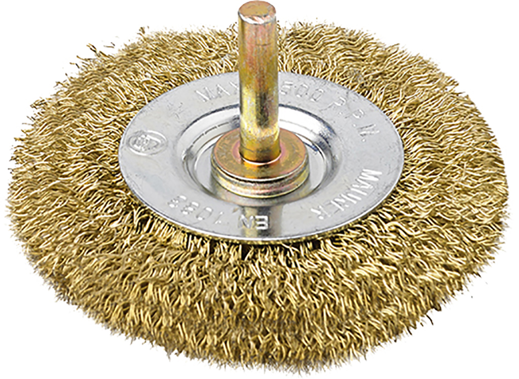 Spazzola con gambo diam. 6 mm MM40X 6 - tipo a disco - filo in acciaio ondulato spessore 0,3 mm