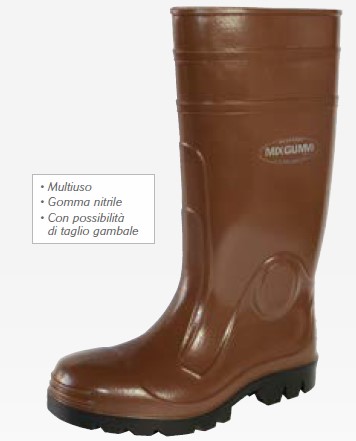 STIVALE IN GOMMA NITRILICA MIXGUMMY MARRONE TAGLIA 46EN347 SRC
