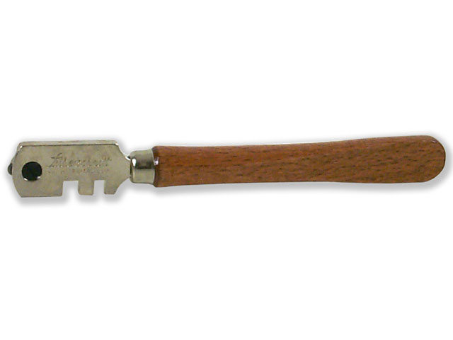 Tagliavetri Silberschnitt. Rosette e piastrine nichelate, manico in legno, per tagli su vetro da 3 a 10 mm. Tagliavetro a 6 rote