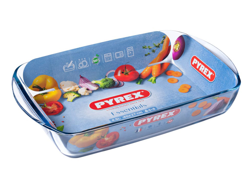 TEGLIA RETTANGOLARE PYREX 27X17CM 1,4LTTeglia rettangolare in vetro, utilizzabile in forno. Lavabile in lavastoviglie, antigraff