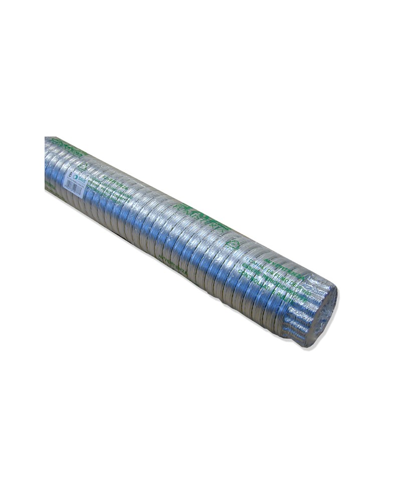 Tubo alluminio pieghevole DIAMETRO MM120 colore alluminio. Temperatura massima 300°C. Allungabile a 3 mt.