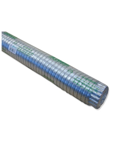 Tubo alluminio pieghevole DIAMETRO MM120 colore alluminio. Temperatura massima 300°C. Allungabile a 3 mt.