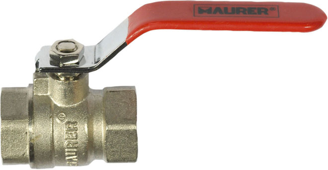 Valvola a sfera 2  MAURER MAURER in ottone F-F - a passaggio standard con leva rossa in acciaio - da utilizzarsi principalmente 
