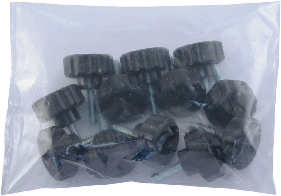 Volantino in materiale termoplastico, con perno filettato maschio. MM60 M10X50MM La 1° misura intende il diametro dell'impugnatu