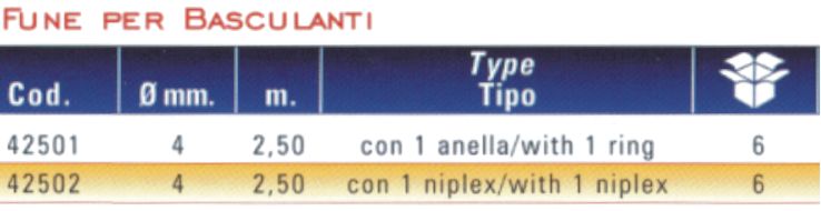 FUNE PER BASCULANTE C/ANEL