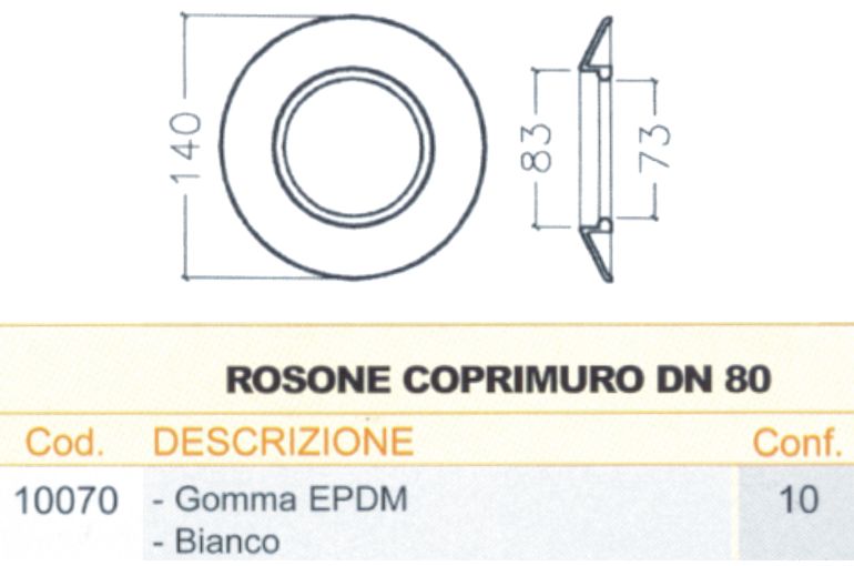 ROSONE GOMMA BIANCO   diametro 80 