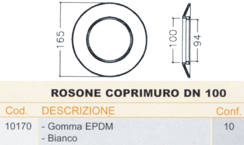 ROSONE GOMMA BIANCO   diametro 100