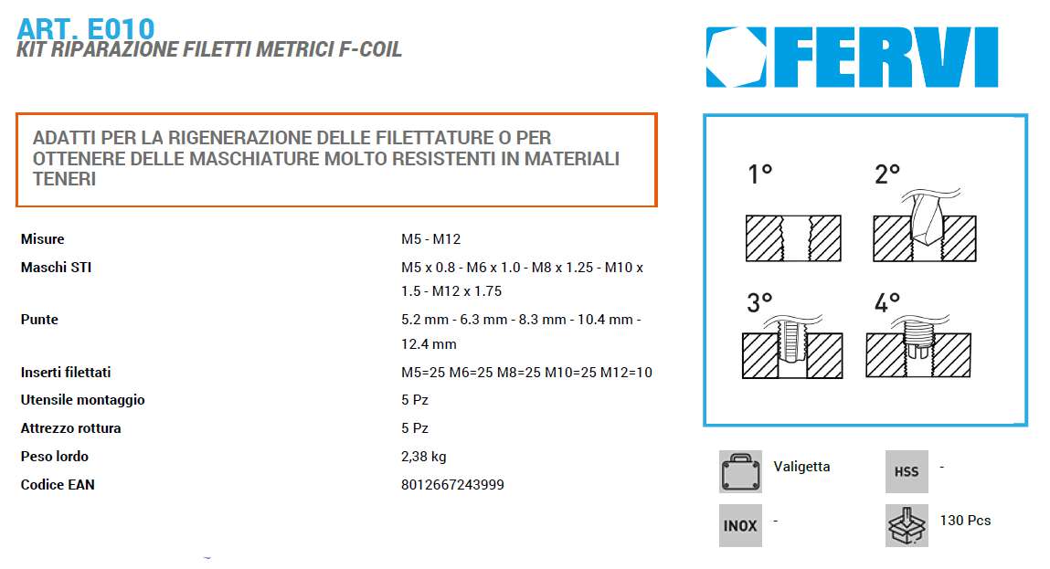 KIT RIPARAZ FIL M5-M12 INX