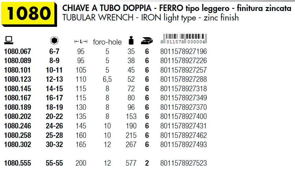CHIAVE TUBO DOPP ZIN  6x7 