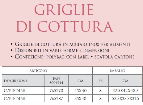 GRIGLIA INX C/PIEDIN 45x40