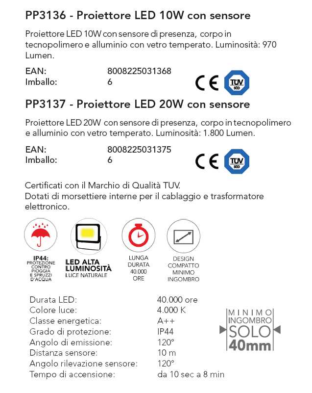 FARO LED 10W C/SENS CREP. 