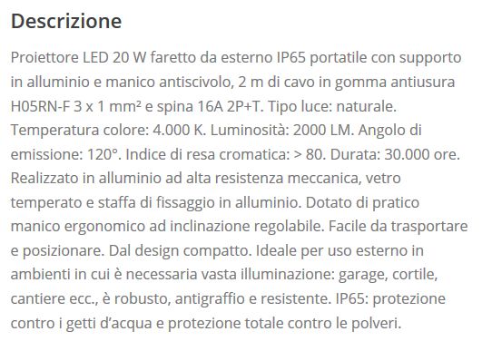 FARO LED C/SUPP 20W IP65  
