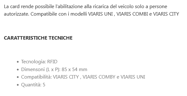 CARD PER LETTORE RFID     