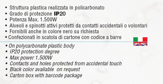ADATTATORE SCHUKO 16A NERO