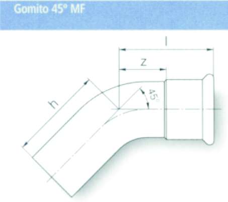 GOMITO 45? INOX MF 22     