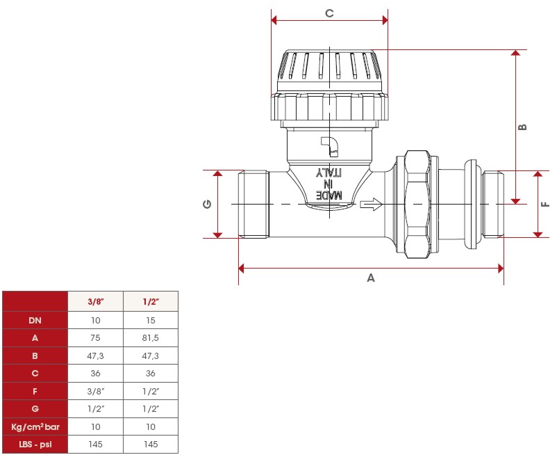 VALV TERM DRIT RAM 1/2    