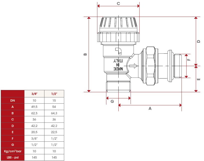 VALV TERM SQUA RAM 3/8    
