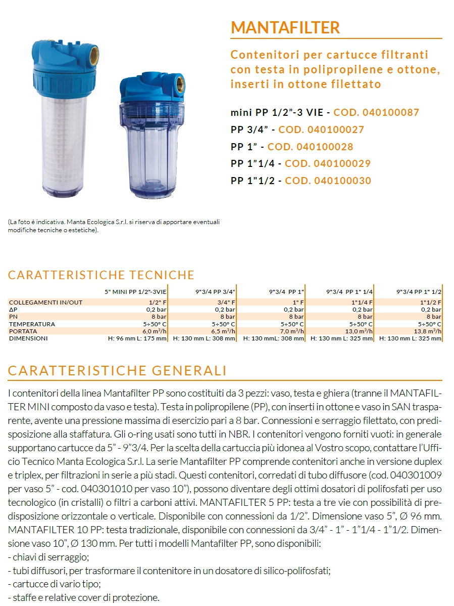 MANTAFILTER 3/4 +CART 20MJ