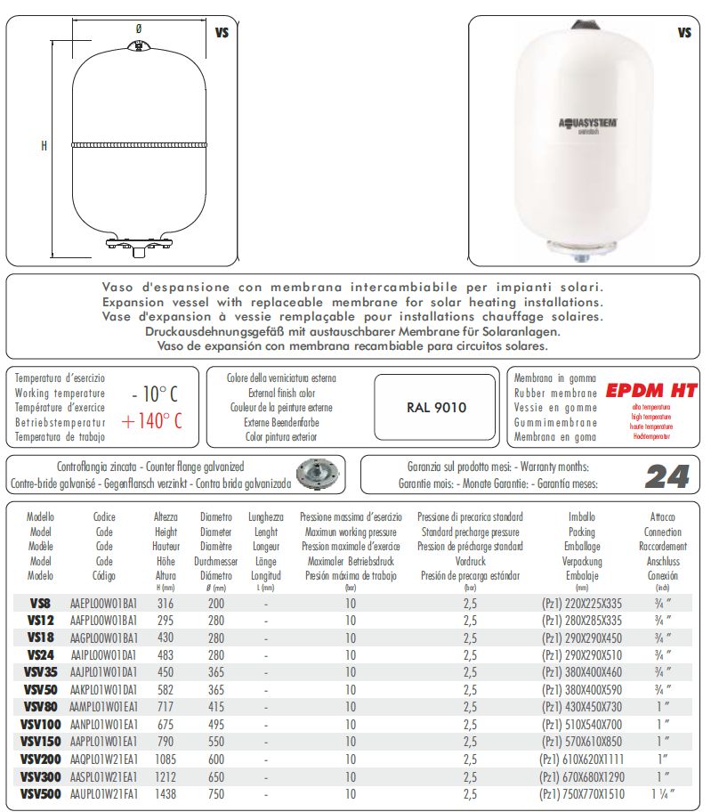 VASO ESP SOLARE VS-18 3/4"