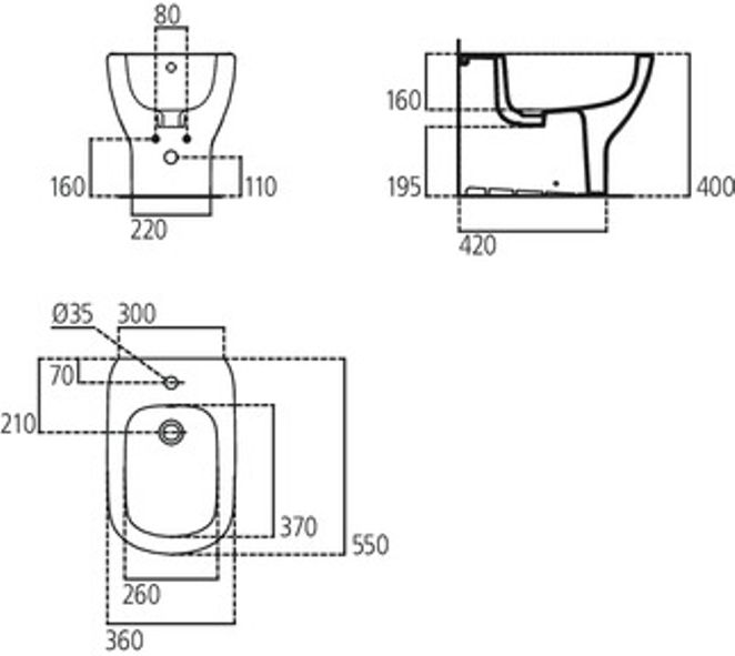 BIDET TESI FILO MURO BIANC