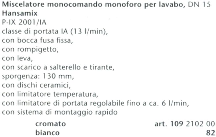 HANSAMIX GRUPPO LAVABO    