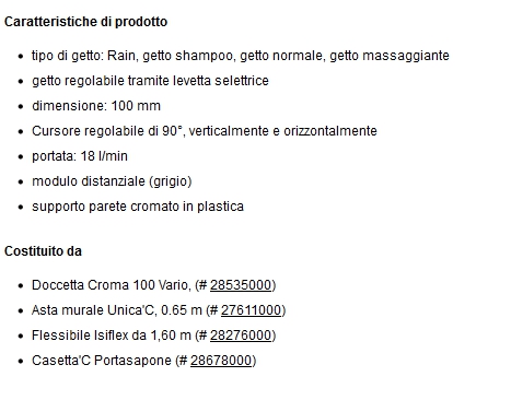 ASTA DOCCIA CROMA 100 CROM