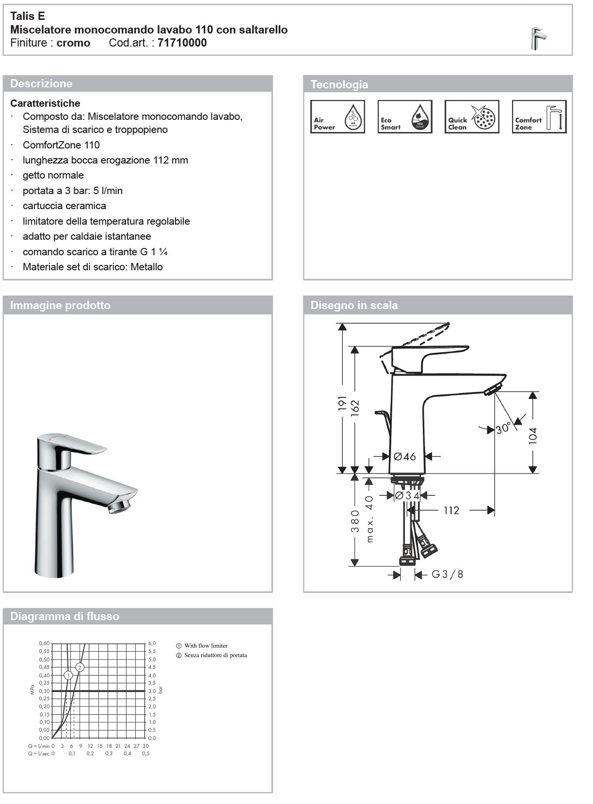 TALIS E MIX LAVABO    H110