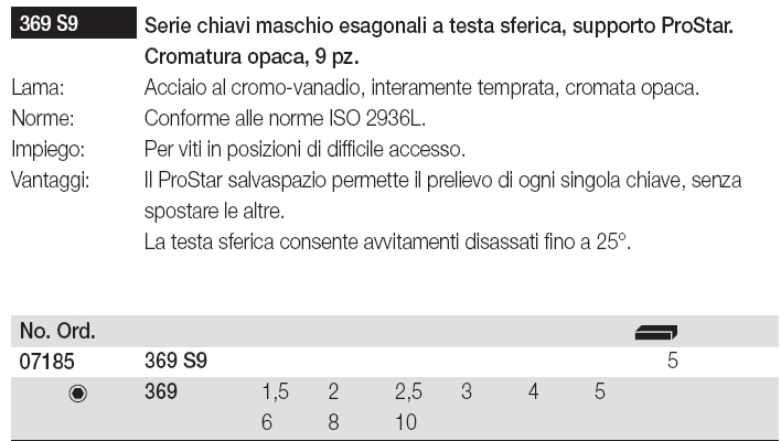 CHIAVI MASCHIO SET 9 369S9