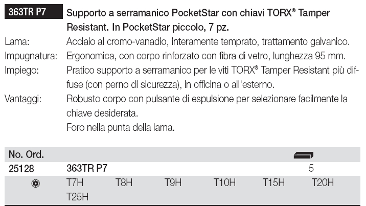 CHIAVI TORX SERRAMAN 7 PZ 