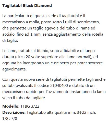 TAGLIAT BLACK DIAM diametro 3-22  